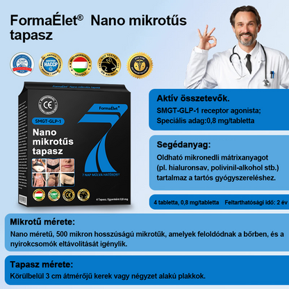 🎁FormaÉlet® 🌱Nano Mikrotű Tapasz SMGT-GLP-1-tel és Matrixyl 3000-rel – Fogyás, Bőrfeszesítés, Vércukorszint-támogatás, Injekció Nélkül, 7 Napos Eredmény 🎁